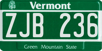 VT license plate ZJB236