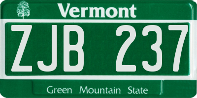VT license plate ZJB237