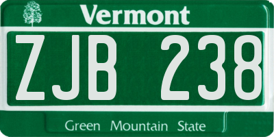 VT license plate ZJB238