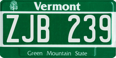 VT license plate ZJB239