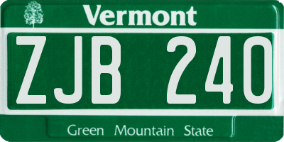 VT license plate ZJB240
