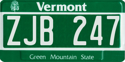 VT license plate ZJB247