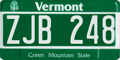 VT license plate ZJB248