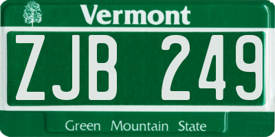 VT license plate ZJB249