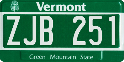 VT license plate ZJB251