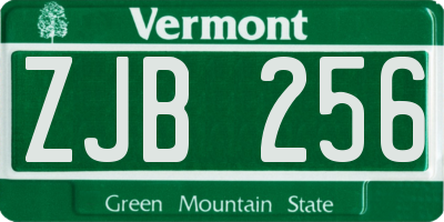 VT license plate ZJB256