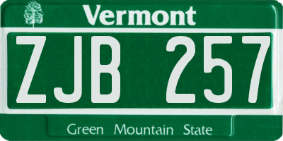 VT license plate ZJB257