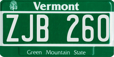 VT license plate ZJB260