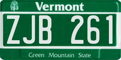 VT license plate ZJB261