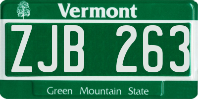 VT license plate ZJB263