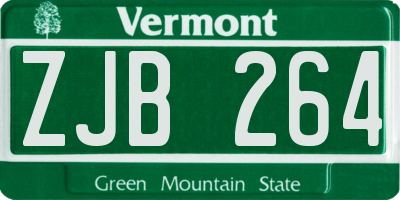 VT license plate ZJB264