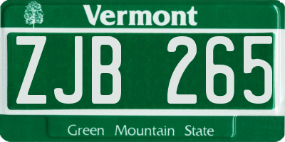 VT license plate ZJB265