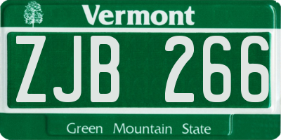 VT license plate ZJB266
