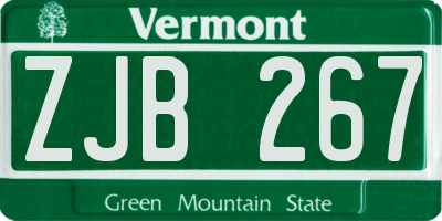 VT license plate ZJB267