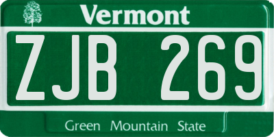 VT license plate ZJB269