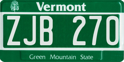 VT license plate ZJB270