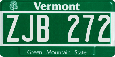 VT license plate ZJB272