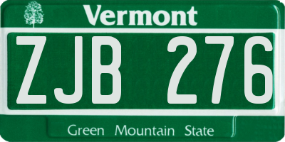 VT license plate ZJB276