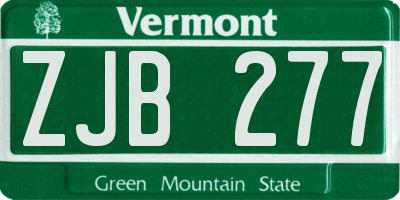 VT license plate ZJB277