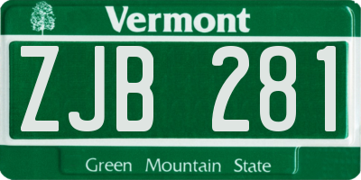 VT license plate ZJB281