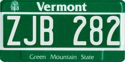 VT license plate ZJB282
