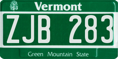 VT license plate ZJB283