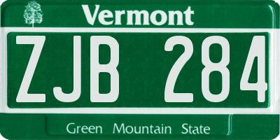 VT license plate ZJB284