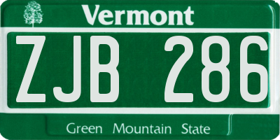 VT license plate ZJB286