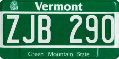 VT license plate ZJB290