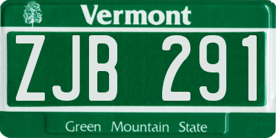 VT license plate ZJB291