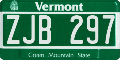 VT license plate ZJB297