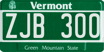 VT license plate ZJB300
