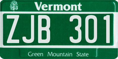 VT license plate ZJB301