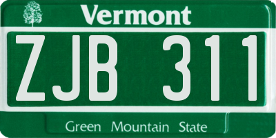 VT license plate ZJB311