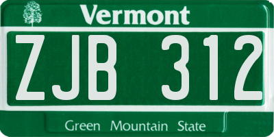 VT license plate ZJB312