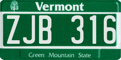 VT license plate ZJB316
