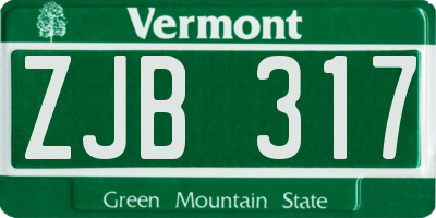 VT license plate ZJB317