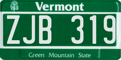 VT license plate ZJB319