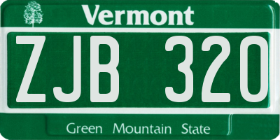 VT license plate ZJB320