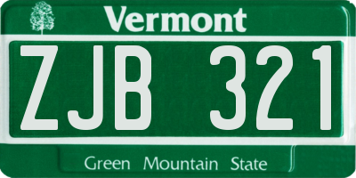 VT license plate ZJB321