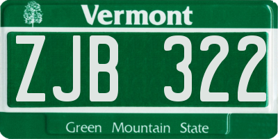 VT license plate ZJB322