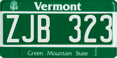 VT license plate ZJB323