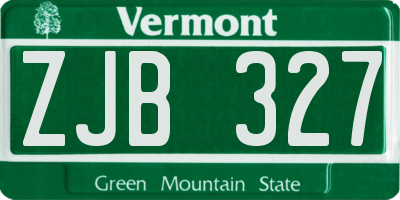 VT license plate ZJB327