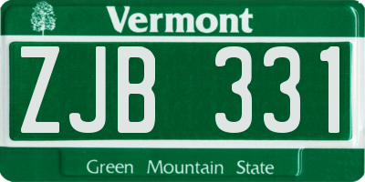 VT license plate ZJB331