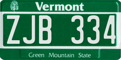 VT license plate ZJB334