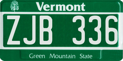 VT license plate ZJB336