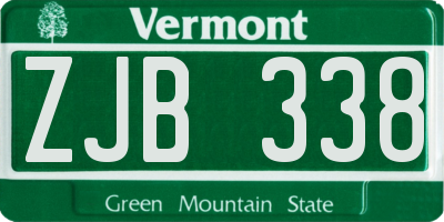 VT license plate ZJB338