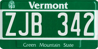 VT license plate ZJB342
