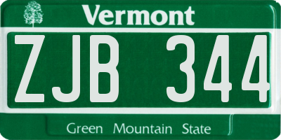 VT license plate ZJB344