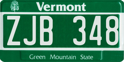 VT license plate ZJB348